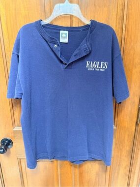 Eagles World Tour 1985 Navy Henley Tee